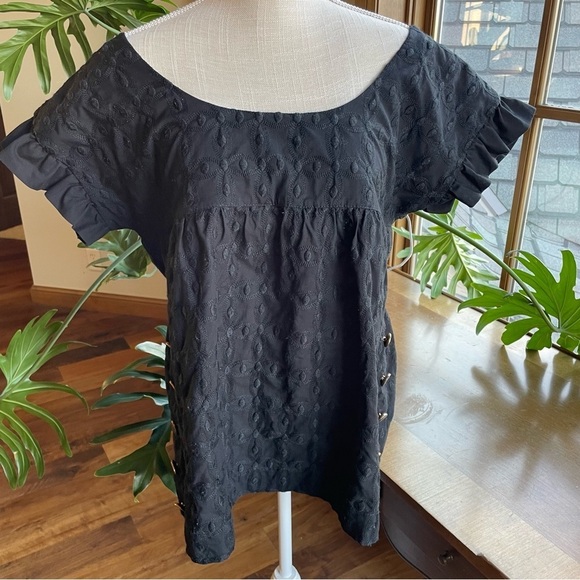 Juicy Couture Vintage Baby Doll Top Anchor Buttons Fisherman Maritime Coastal - Picture 1 of 10